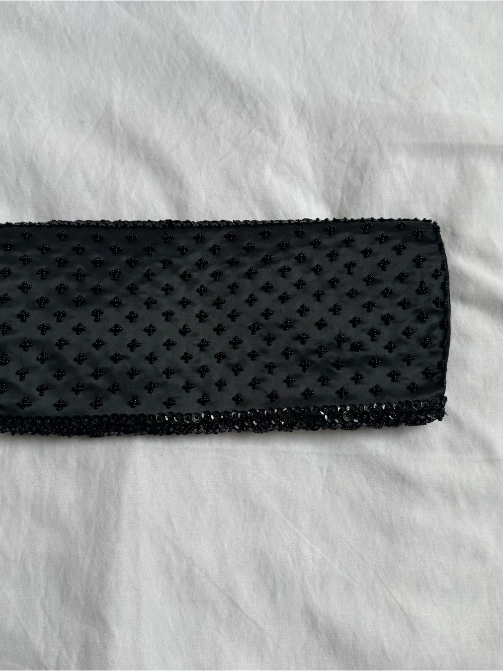 La Regale Black Beaded Hairband with Sequin Trim
